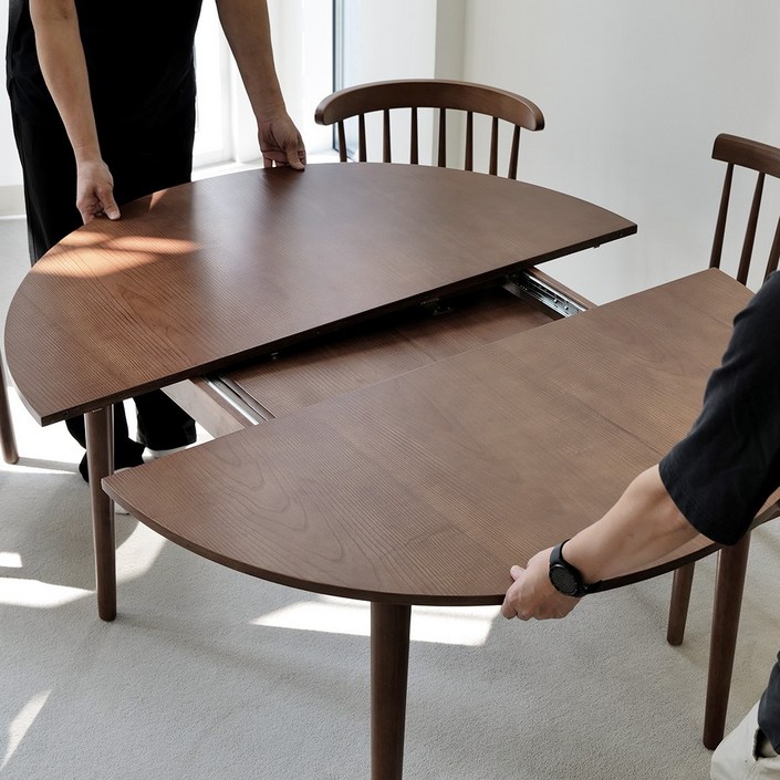 포르보 월넛 원목 확장형 원형 12001500 식탁 테이블, 8인용, 월넛