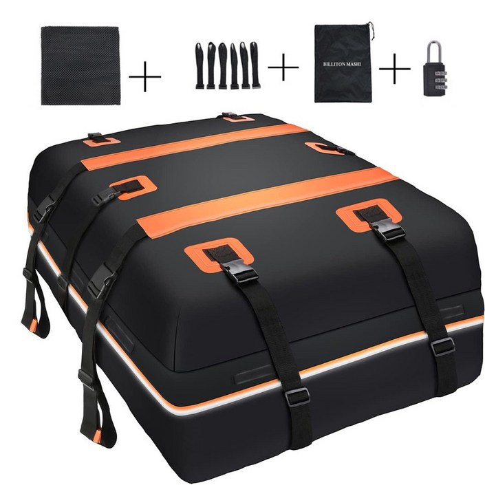 캠핑용 외출용 승용차 자동차 대용량 방수 루프백, 1개, 블랙오렌지