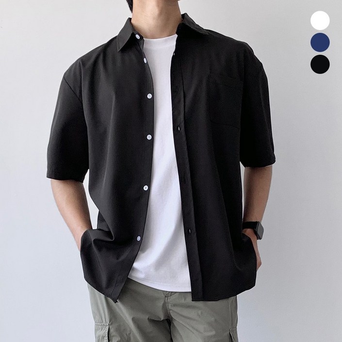 [링클프리] 미제이 남자 반팔 셔츠 오버핏 남방