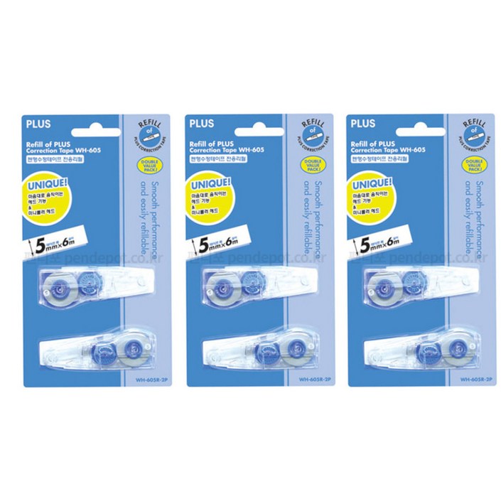 플러스 리필수정테이프 WH605 5mm6M, 3개
