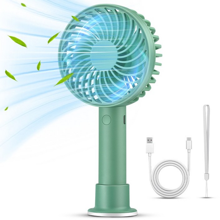 휴대용선풍기 미니 핸드 무선 손선풍기 저소음 경량 선풍기 탁상용, 민트그린