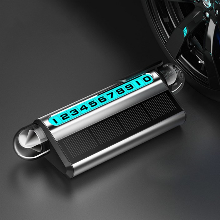 치프몰 All in One 태양광 충전식 LED 주차번호판 비상망치 안전벨트 절단칼