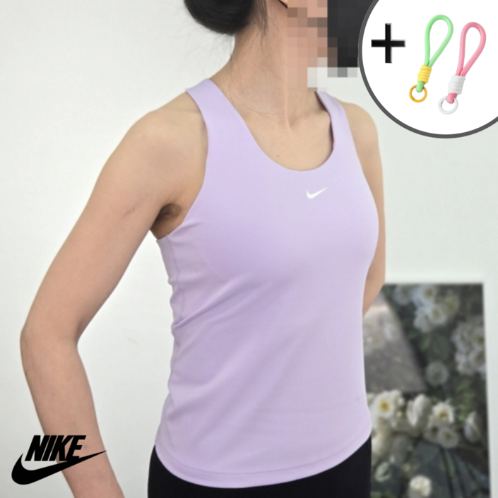 국내매장 AS가능 나이키 스우시 브라탑 탱크 나시티 라이트퍼플 드라이핏 스포츠 브라탑 편안한 필라테스 요가 헬스 보정핏 스포츠웨 스우시 사은품증정 DV9898512