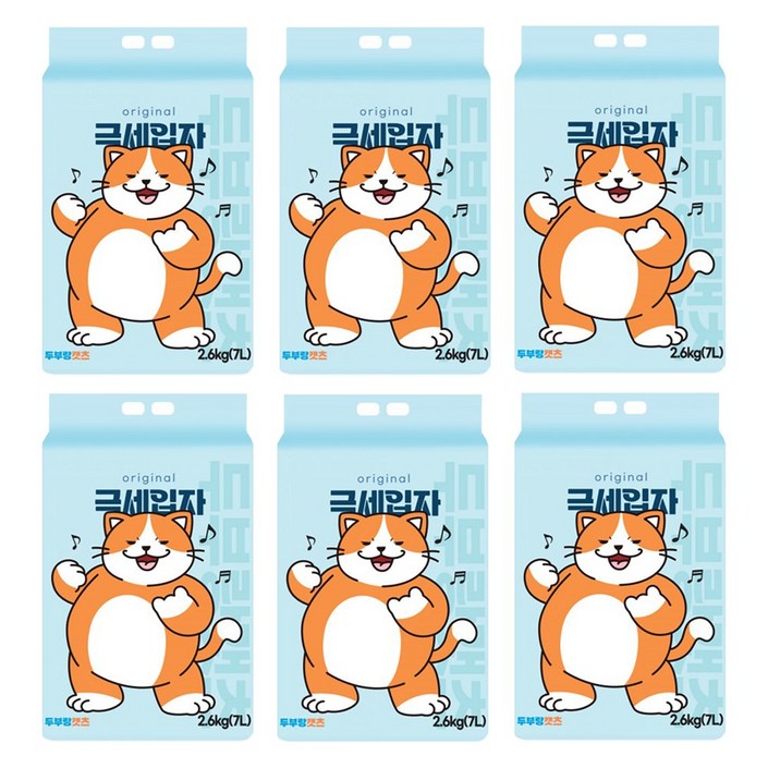 두부랑캣츠 고양이 두부모래 한박스, 6개, 2.6kg, 두부랑 캣츠 극세입자