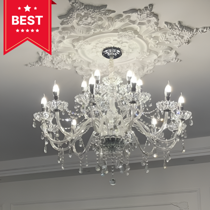 로플조명 크리스털 샹들리에 인테리어용 LED 펜던트등 거실 침실 식탁 조명, 골드 6구