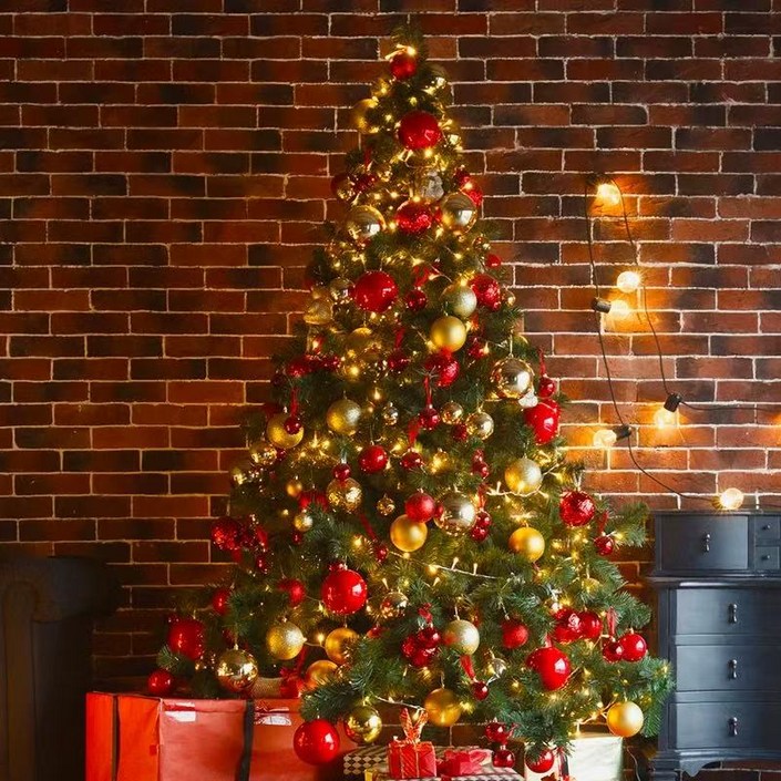 JEWAY 호화 크리스마스트리 빨간색 트리 장식 LED 전구 풀세트 150CM