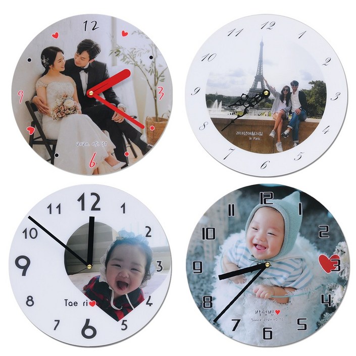 나만의 사진으로 제작하는 무소음 포토벽시계 못없이도 설치가능