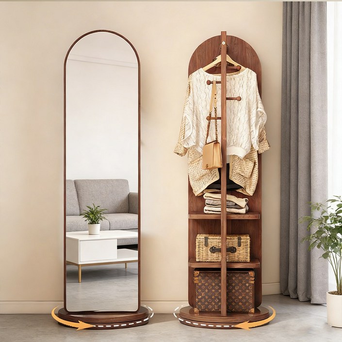 SOPUM HOUSE 다용도 회전식 옷걸이행거 전신거울 수납선반 스탠드행거