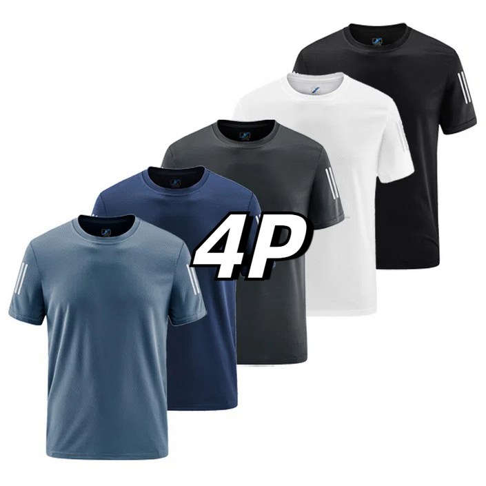 남자 기능성 반팔티셔츠 스판 쿨티 4P 티셔츠 남녀공용 여름용 tanlz119