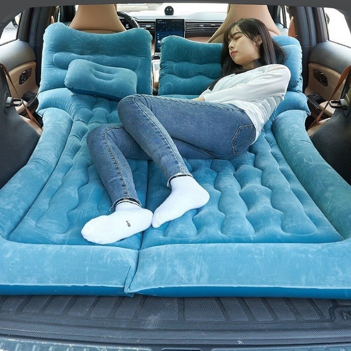 가남 차박 캠핑 에어매트 다용도 웨이브 일체형 차량용 에어매트 세트, 파란색