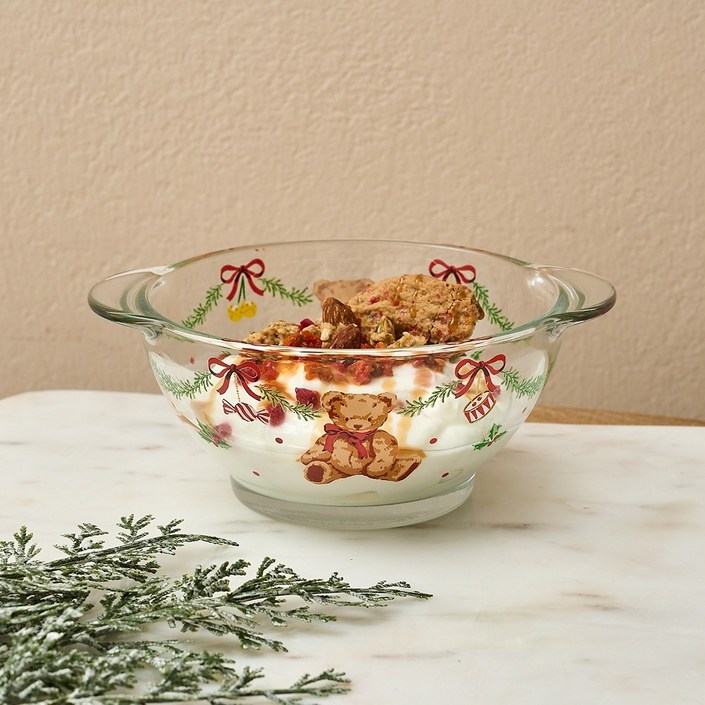 모던하우스 홀리베어 크리스마스 오븐용 내열 유리 양손볼 13.5CMXY GA9125027