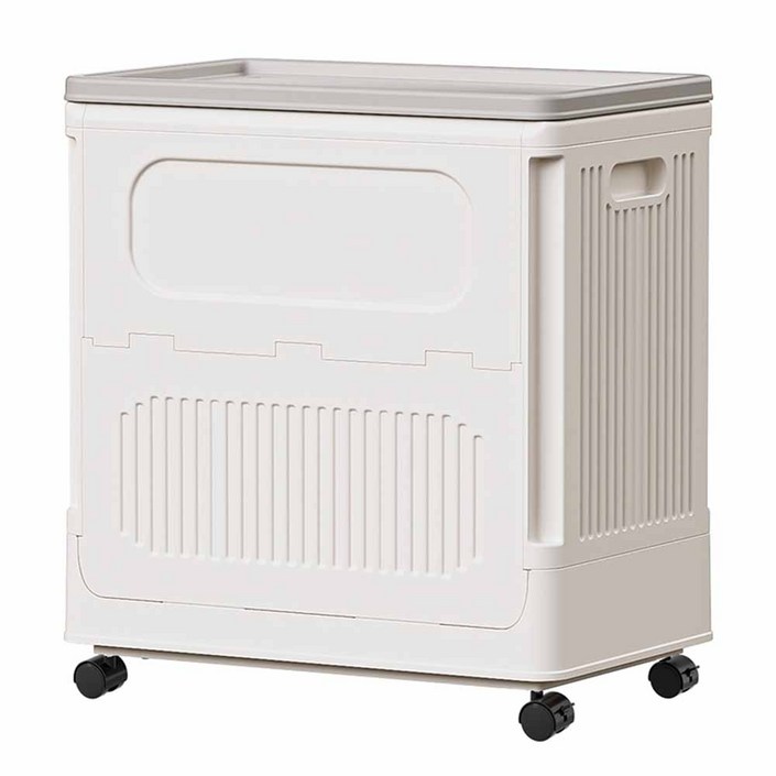 수납하마 대용량 접이식 리빙박스 123L 정리함 멀티수납 간편이동바퀴, 화이트, 1개