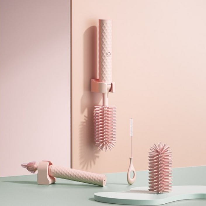 마리네 아이케어 젖병세척솔 전동 젖병솔 자동, X2PINK3in1