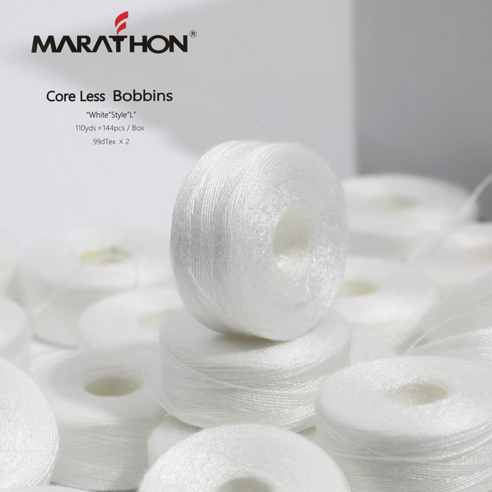 마라톤자수사 코어리스 보빈밑실 자수 미싱 컴퓨터자수 가정용 재봉사 60s2 144pcs, 1개