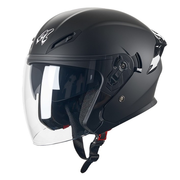 MOCOERL 오토바이 헬멧 초경량 오픈페이스 투명실드 안전모 통풍,무광블랙