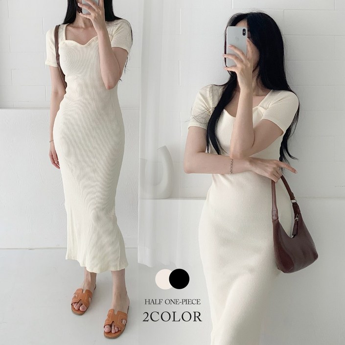 [순이] S.여성 포토샵 골지 반팔 원피스