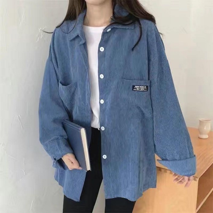 여성 코듀로이 긴팔 루즈핏 셔츠 코트