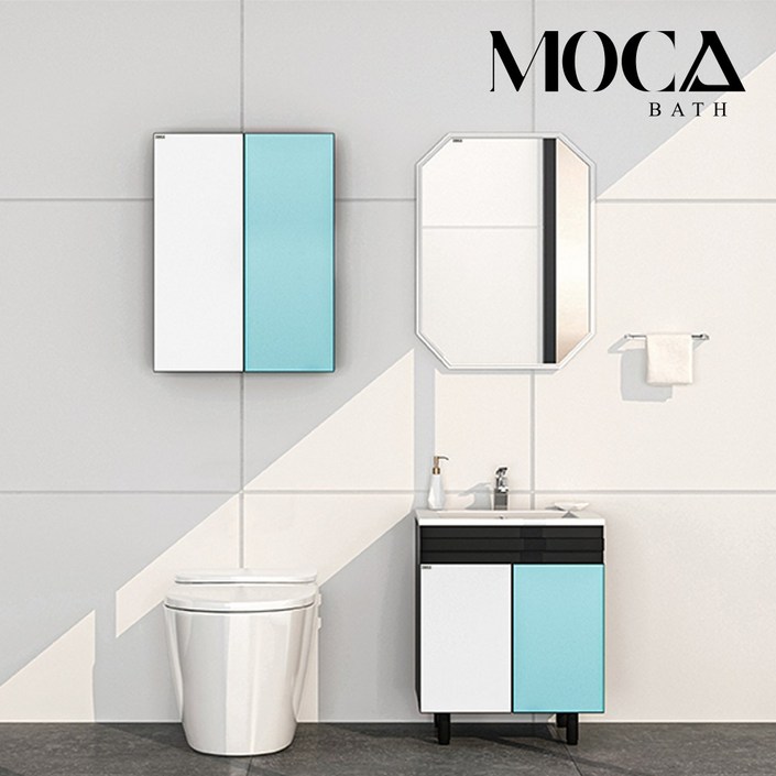 모카바스비 비스포크 2도어 욕실 수납장, 500 X 800  WM 화이트민트