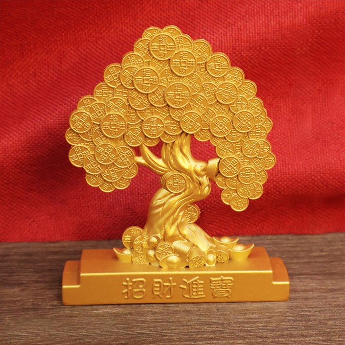 Wceyt 풍수 인테리어 돈을 불러오는황금돈나무 인테리어 소품 집들이선물, 금빛의