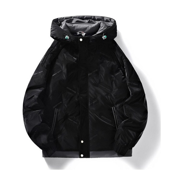 VANCAR 화이트 오리털 패딩 남성 후드 빅사이즈 PU 가죽 패딩