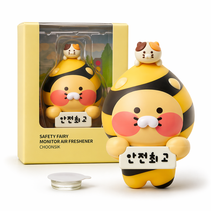 카카오프렌즈 안전요정 차량용 모니터 방향제 춘식이 라이언, 1개, 파우더리그린플로랄(춘식)