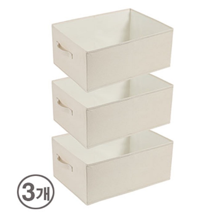 하이더룸 고급형 다용도 접이식 린넨 패브릭 옷정리 수납 정리함,3개, 1세트, 스톤화이트