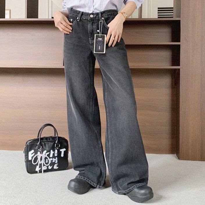 국내생산 모노디 여성 여자청바지 샌드 워싱 와이드 팬츠