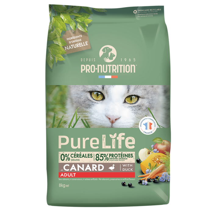 유통기한 2606 퓨어라이프 캣 어덜트 오리 그레인프리 저알러지 기호성 고양이사료, 1개, 닭오리