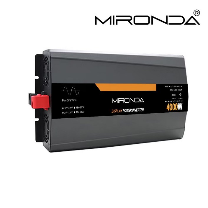 MIRONDA 순수 사인파 차량용 전력 인버터, 캠핑카 용 전압 변환기, 한국 KC 승인, 60Hz 12V 24V 220V MTS 용량 4000W, 1개
