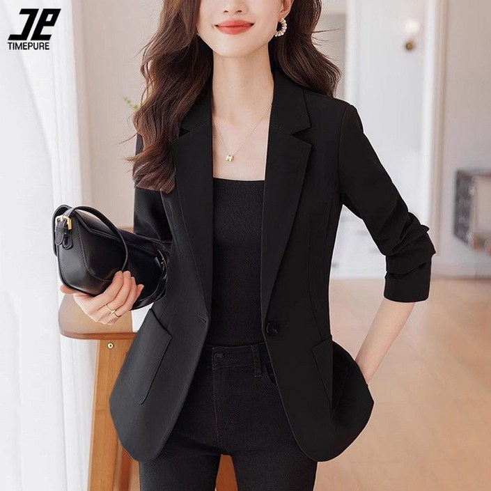 여성 원버튼 슬림핏 정장 자켓 고급 오피스룩 하객룩 면접복장 캐주얼 포켓 정장 상의