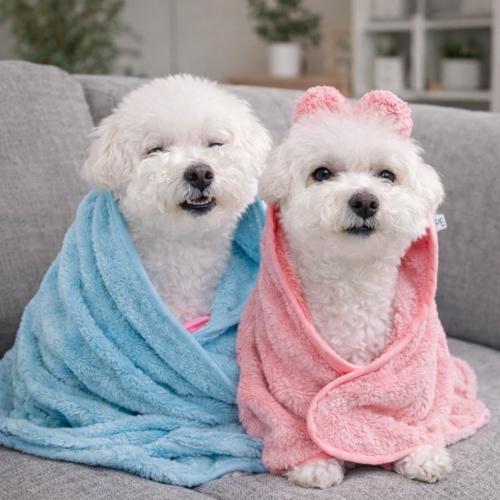 가운   타올 2종세트 엘린 반려동물 고중량 초극세사