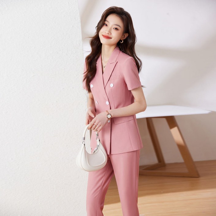 패션고리 캐주얼 카라넥 반팔 여성 여름 정장 세트 H1235