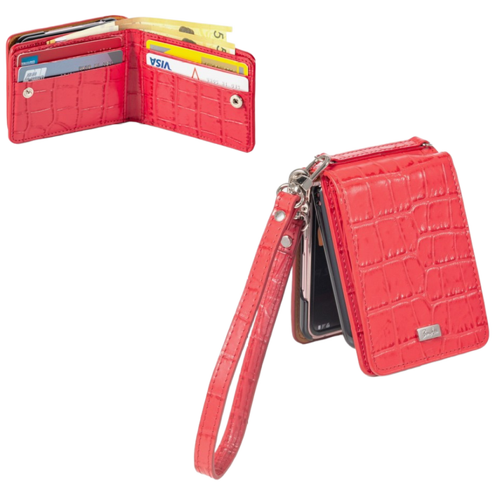 본아띠 METIS 천연소가죽 크로커다일 악어 지갑 갤럭시 Z플립5 6 케이스