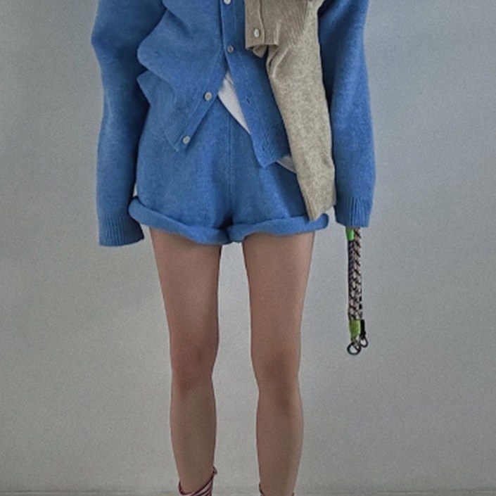 엑스핏 니트 가디건 숏팬츠 투피스 셋업 가을 겨울 니트반바지 코디