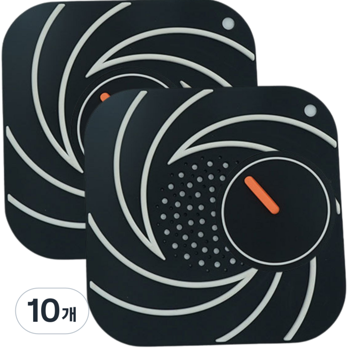 브로킥 뚜껑형 냄새차단 배수구 덮개, 검정색, 10개