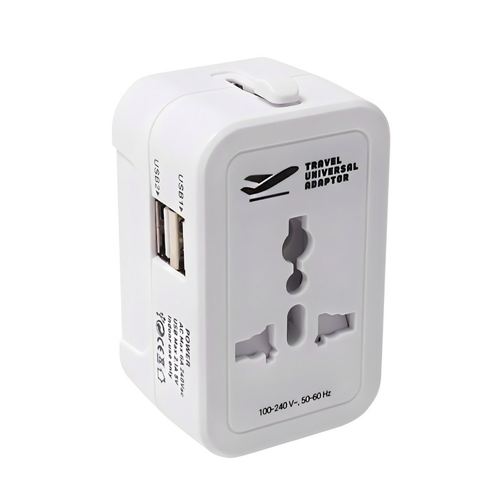 홈플래닛 해외 여행용 멀티 어댑터 USB 2포트  파우치 세트