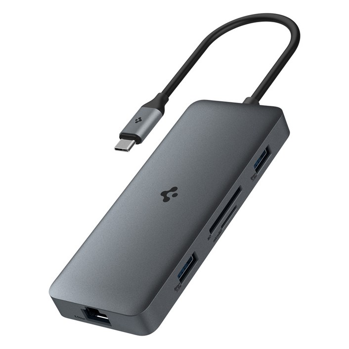 슈피겐 8포트 USB C타입 HDMI 4K 미러링 맥북 노트북 PC 멀티허브 PD2402 ACA07643