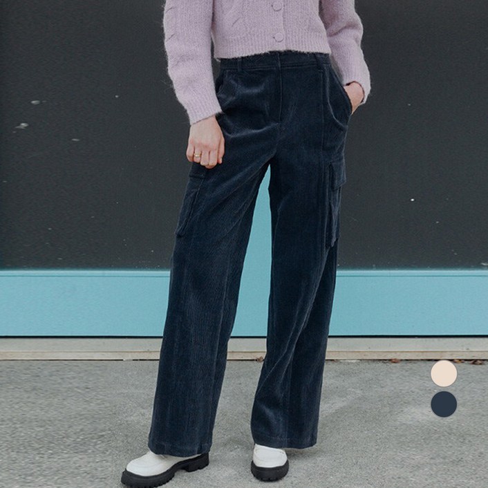 온앤온 여성용 코듀로이 아웃포켓 카고 팬츠 NEW3WLA13