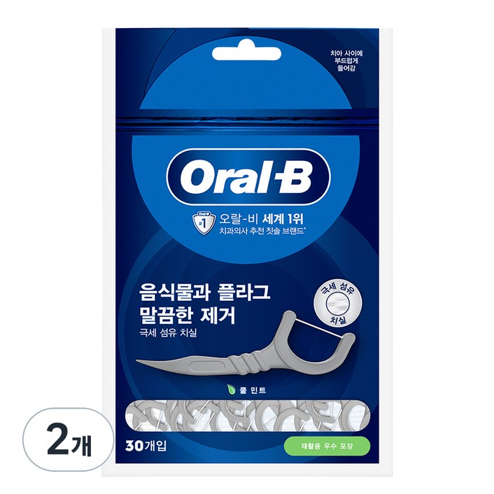 오랄비 일회용 치실, 30개입, 2개