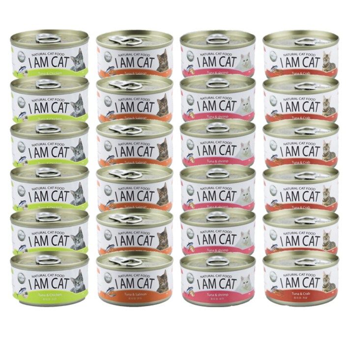 아이엠캣 고양이 유산균 참치맛 주식캔 콤보 세트, 오리지널, 80g, 24개