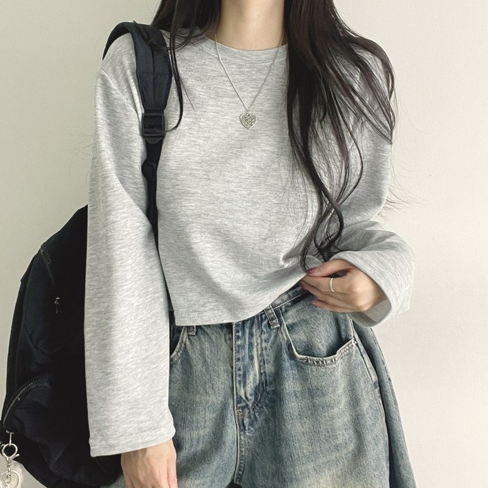 위드후이린 여성용 소프트 크롭 긴팔 티셔츠