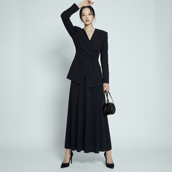 페이퍼먼츠 세르니 우아 노카라 자켓 롱 스커트 세트 13925