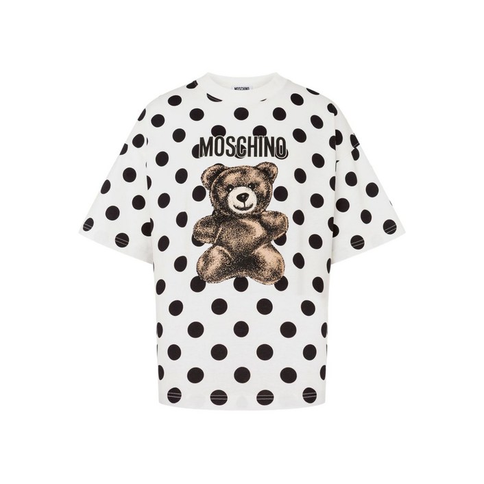 모스키노 폴카 도트 테디 베어 프린트 티셔츠