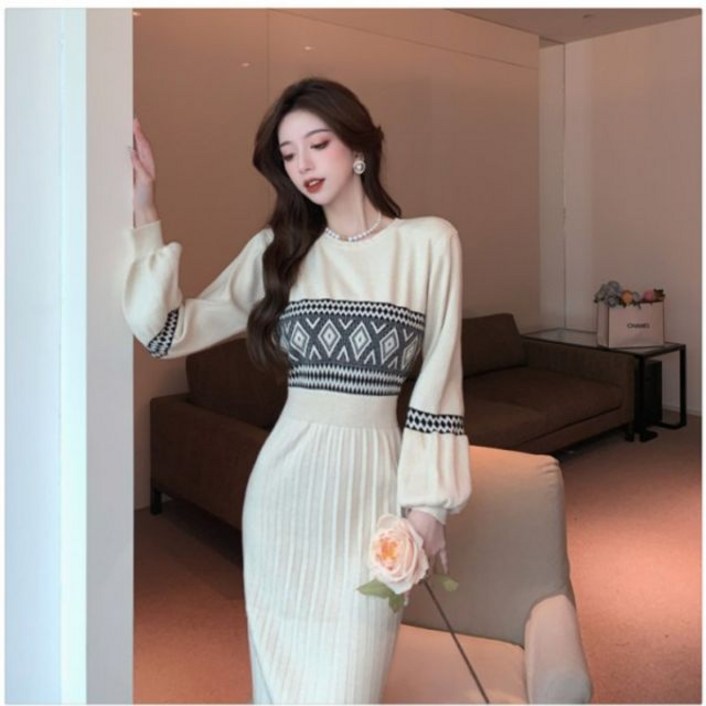 니트 플리츠 에스닉 블랙 플리츠원피스 베이지 원피스 ove+18788Kc