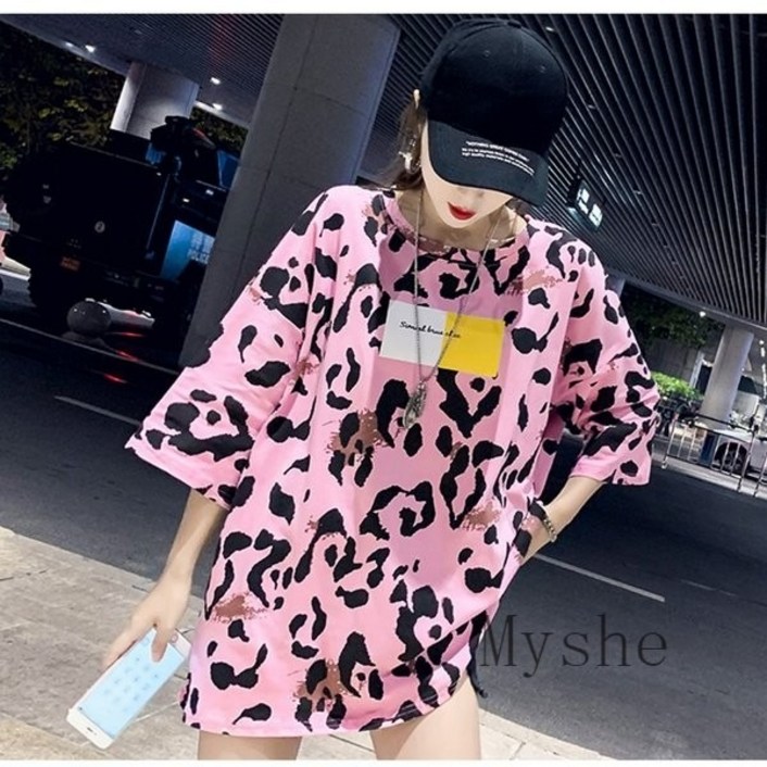 Myshe여성  신상 롱 반팔 티셔츠 원피스 박스티 면티 B6 S0011215