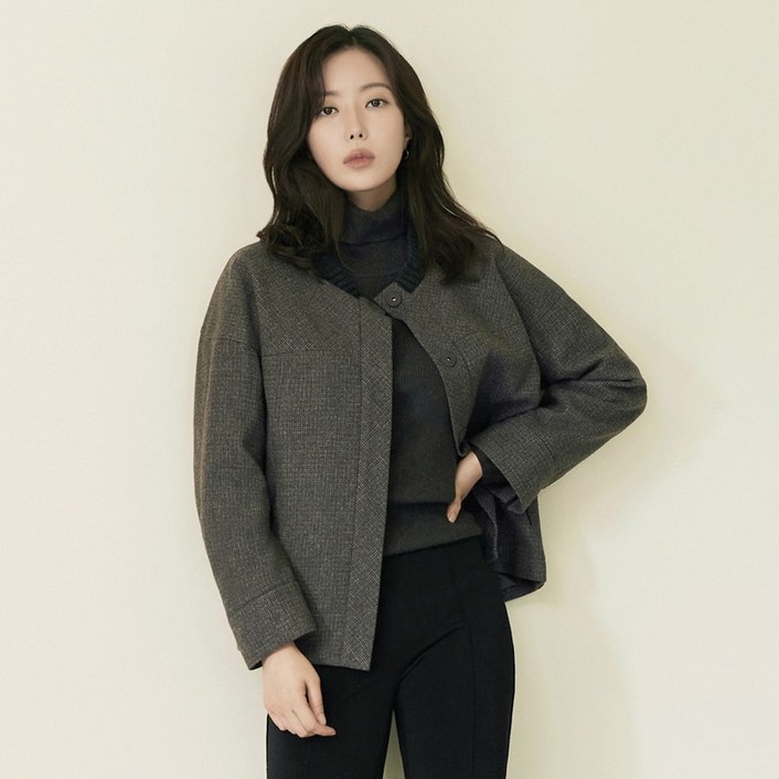 베스띠벨리 배색체크 라운드 자켓  BFJAX2127  552612