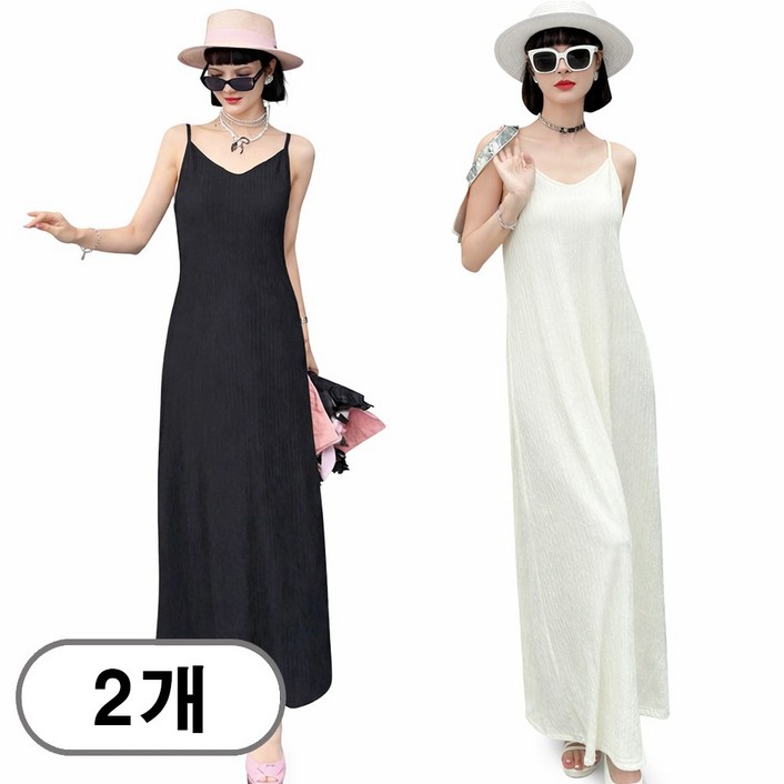차쿠 11 비치원피스 휴양지 여성 빅사이즈 비치원피스 끈나시 롱원피스
