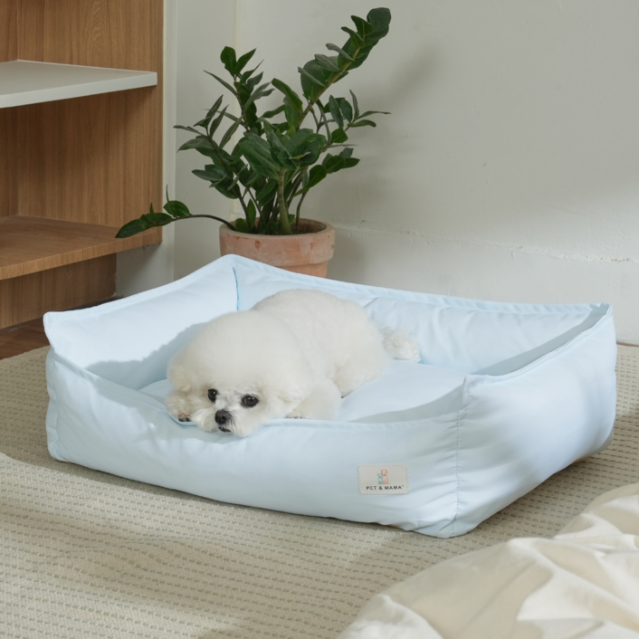 펫앤마마 파스텔 사각 애견방석, 1개, 블루