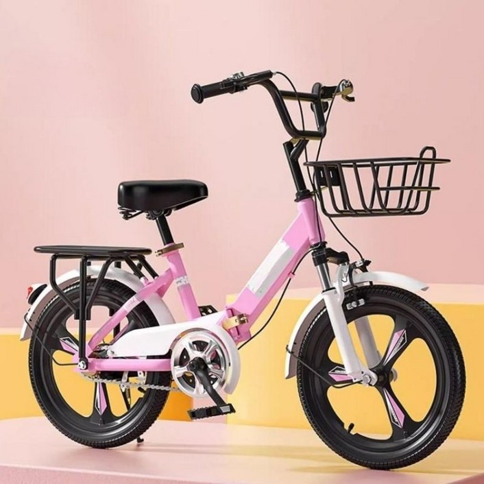 미니밸로 접는자전거 미니벨로 접이식 바구니 자전거 경량 미니벨로, 20인치, 3핑크 파우더 접이식 일체형바퀴