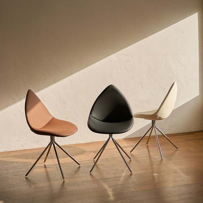 센소 가죽의자 오타와 물방울 디자인 식탁의자, 1개, 브라운